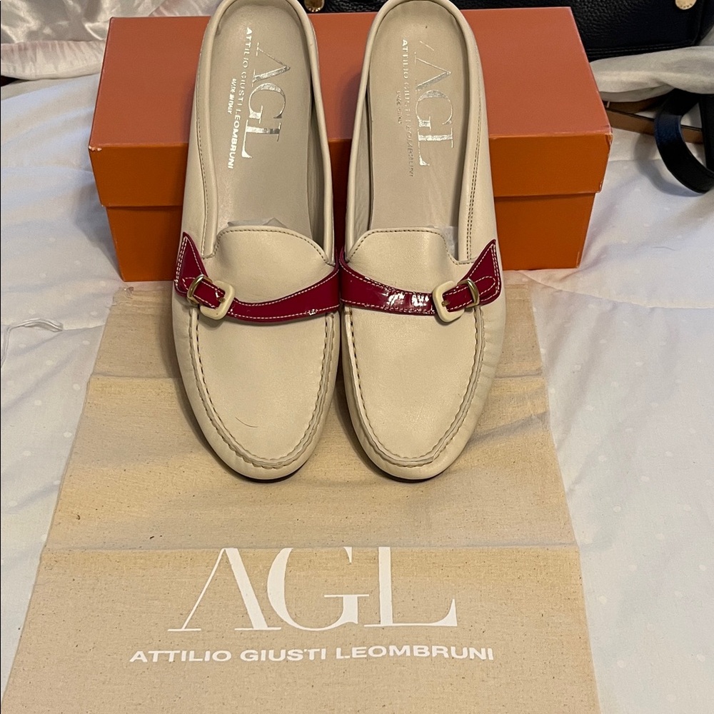 New AGL Ivory/Fuschia mule shoes 40